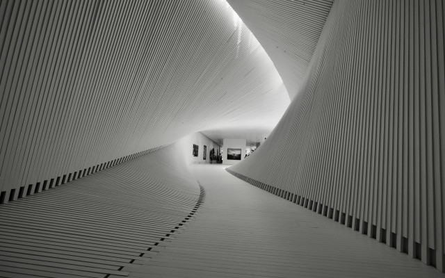 White tunnel wall walkway building free wallpaper for desktop - medium preview image