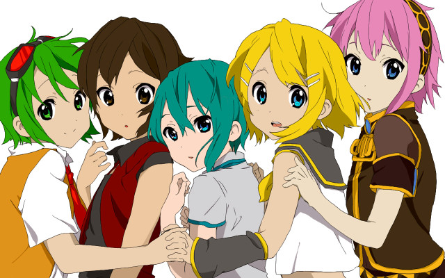 Anime girls colorful hair styles free wallpaper for desktop - medium preview image