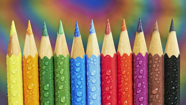 Colored pencils water drops multicolored free wallpaper for desktop - medium preview image