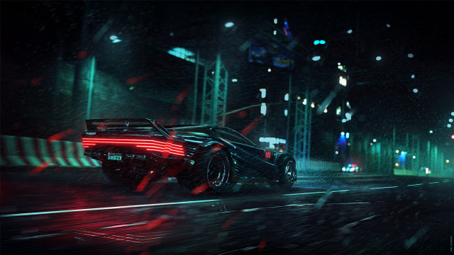 Futuristic car city night neon #2 free wallpaper for desktop - medium preview image