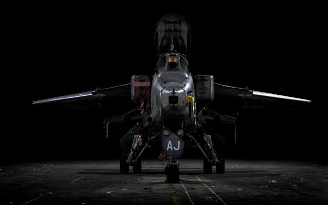 Fighter jet runway night lights free wallpaper for desktop - medium preview image