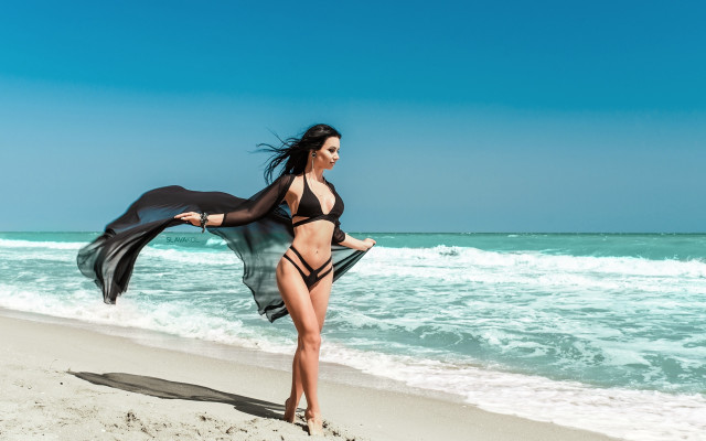 Arabesque beach bikini scarf impresionist free wallpaper for desktop - medium preview image