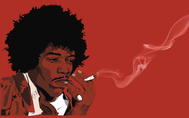 Man smoking cigarette red background free wallpaper for desktop - medium preview image