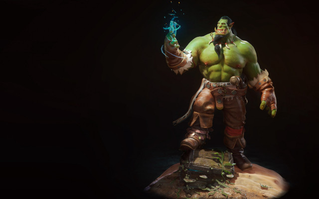 Green skin man statue sword free wallpaper for desktop - medium preview image