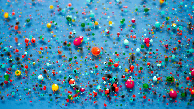 Blue background colored balls confetti #2 free wallpaper for desktop - medium preview image