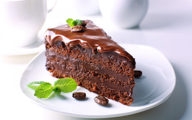 Chocolate cake coffee mint rococo free wallpaper for desktop - medium preview image