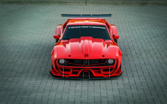 Red sports car brick road #12 free wallpaper for desktop - medium preview image