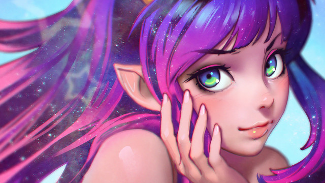 Cartoon girl purple hair blue #3 free wallpaper for desktop - medium preview image