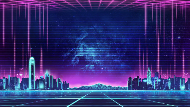 Futuristic city neon lights neon free wallpaper for desktop - medium preview image