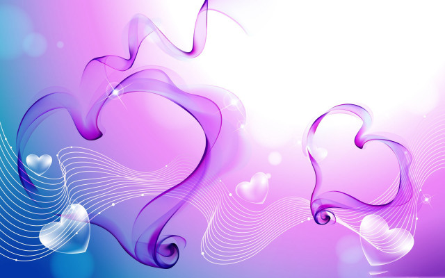 Purple blue hearts waves white free wallpaper for desktop - medium preview image