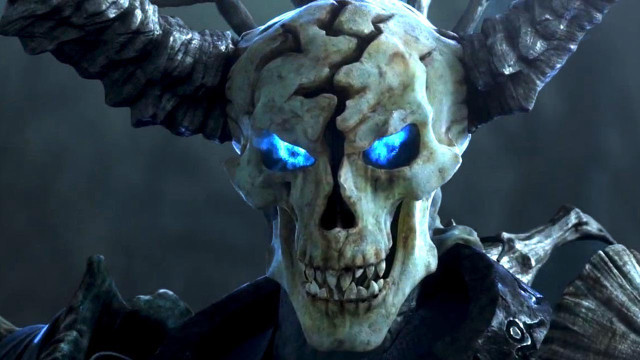 Demonic blue eyes horns head free wallpaper for desktop - medium preview image