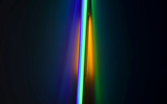 Tall light beam rainbow neon free wallpaper for desktop - medium preview image