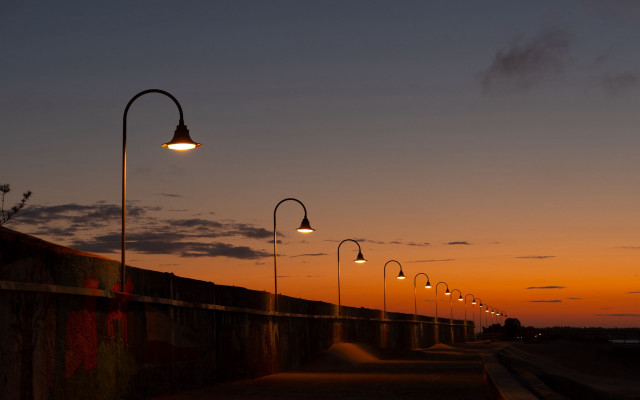 Street lights wall sunset clouds free wallpaper for desktop - medium preview image