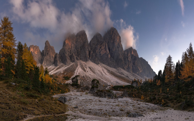 Mountain range forest sky clouds free wallpaper for desktop - medium preview image