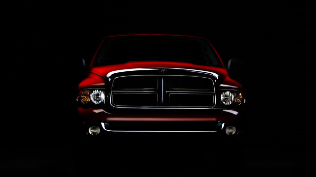 Red car dark hood headlights free wallpaper for desktop - medium preview image