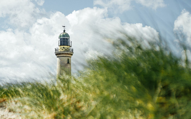 Lighthouse hill cloudy sky green free wallpaper for desktop - medium preview image