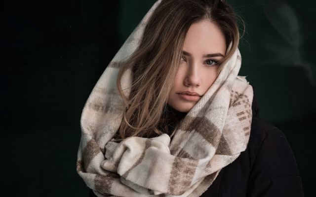 Woman scarf cigarette black background free wallpaper for desktop - medium preview image