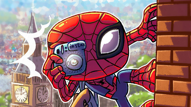Spiderman camera clock tower city free wallpaper for desktop - medium preview image