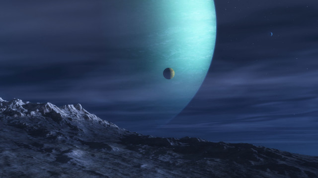 Distant sky mountain planet moon free wallpaper for desktop - medium preview image