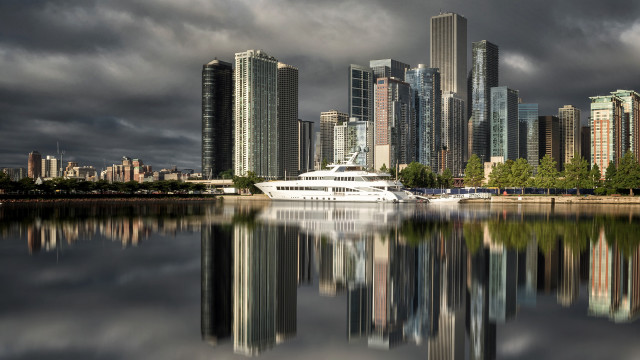 Harbor docked ship cityscape clouds free wallpaper for desktop - medium preview image