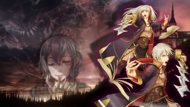 Anime couple castle lightning background free wallpaper for desktop - medium preview image