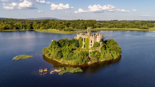 Castle island lake forest sky free wallpaper for desktop - medium preview image