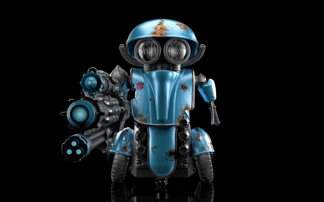 Robot helmet gun reflection computerart free wallpaper for desktop - medium preview image