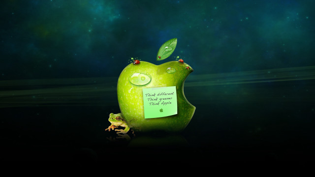 Green apple note frog leaf free wallpaper for desktop - medium preview image