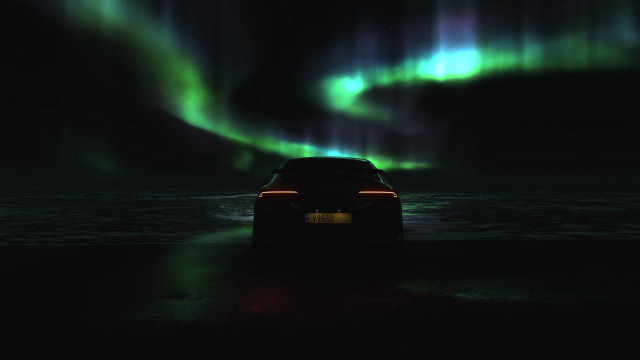Car green aurora ocean futurism free wallpaper for desktop - medium preview image
