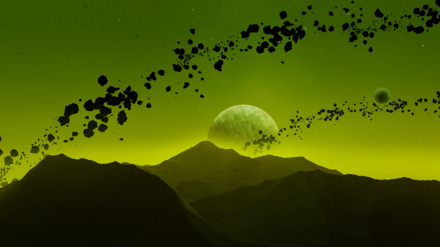 Flying rocks mountain moon space free wallpaper for desktop - medium preview image