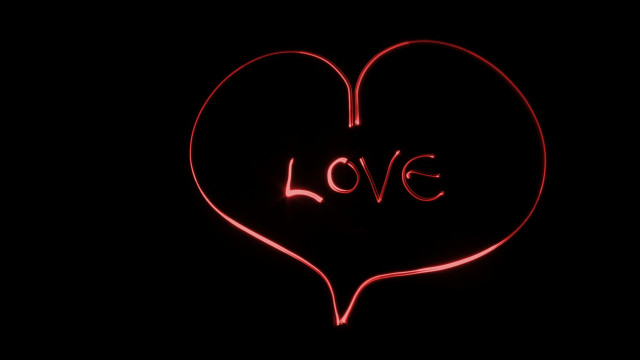 Neon love heart red glow free wallpaper for desktop - medium preview image