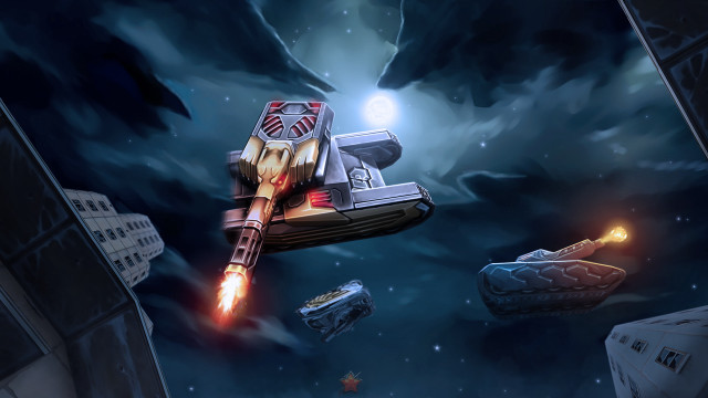 Space ship rocket explosion moon free wallpaper for desktop - medium preview image