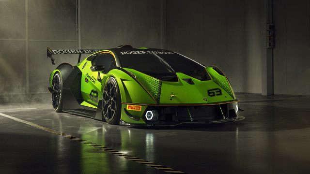 Green sports car garage fog free wallpaper for desktop - medium preview image