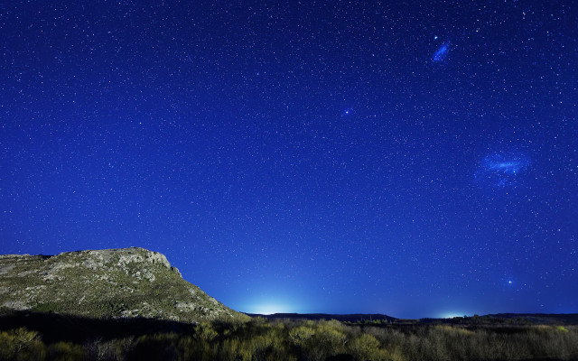 Mountain blue sky stars trees free wallpaper for desktop - medium preview image