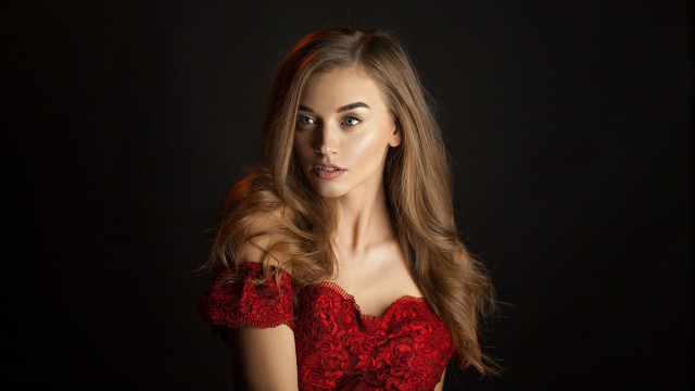 Elina karimova red dress portrait #2 free wallpaper for desktop - medium preview image