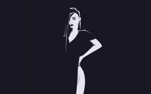 Woman black dress dark hair free wallpaper for desktop - medium preview image