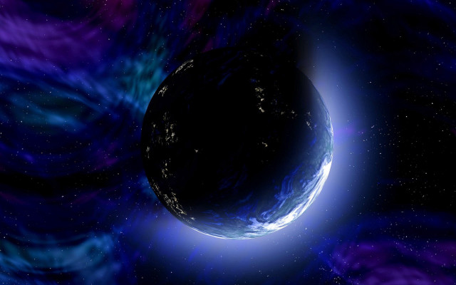 Blue planet ring space art free wallpaper for desktop - medium preview image