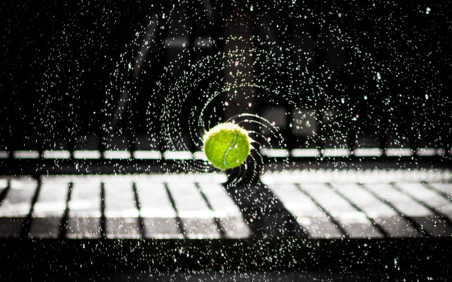 Tennisball aircourt rain shadow macro free wallpaper for desktop - medium preview image