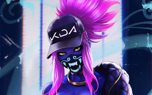 Pink hair baseball cap cyberpunk free wallpaper for desktop - medium preview image