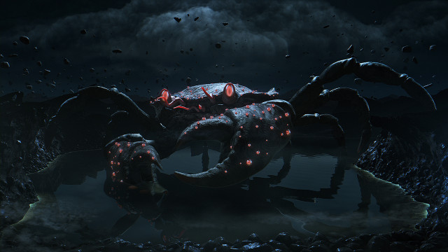 Giant crab glowing eyes water free wallpaper for desktop - medium preview image