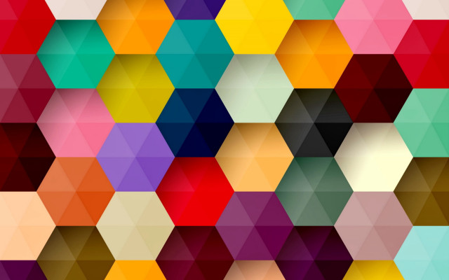 Colorful hexagons geometric abstract cubist free wallpaper for desktop - medium preview image