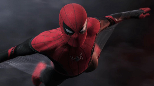 Spiderman flying red suit imax free wallpaper for desktop - medium preview image
