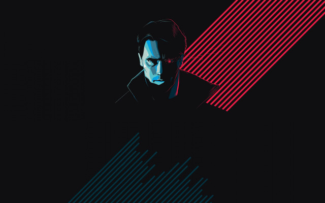 Man blackshirt redblue lines destijl free wallpaper for desktop - medium preview image