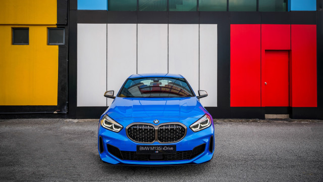 Blue bmw car colorful wall free wallpaper for desktop - medium preview image
