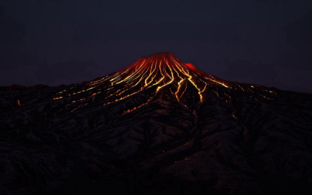 Mountain red peak night ecological free wallpaper for desktop - medium preview image