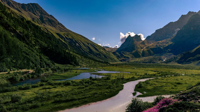 Lush green valley river mountains #3 free wallpaper for desktop - medium preview image
