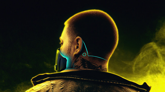 Bald man cellphone yellow green free wallpaper for desktop - medium preview image