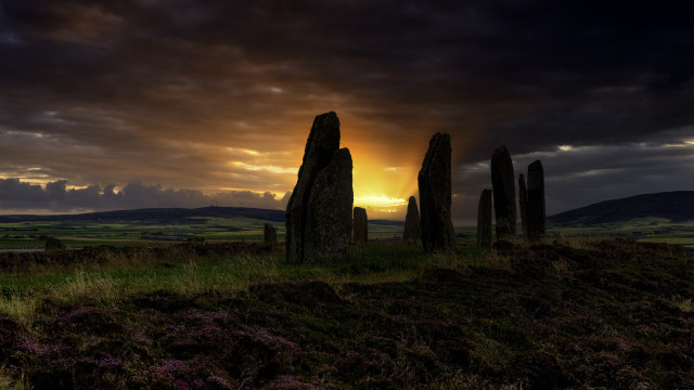 Sunset field rock formation gothic free wallpaper for desktop - medium preview image