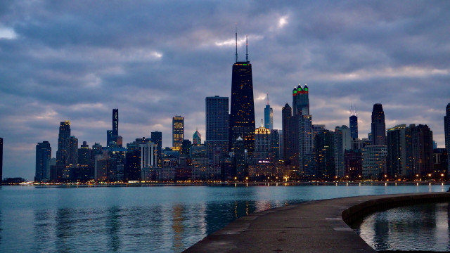 City skyline water night clouds #2 free wallpaper for desktop - medium preview image