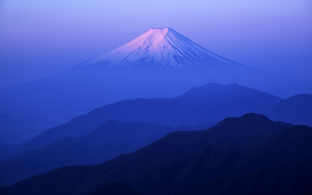 Mountain snowcapped dusk blue sky free wallpaper for desktop - medium preview image